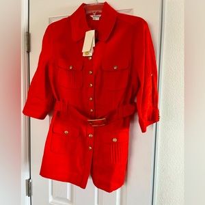 Appraisal Belted Linen Button Down Shirt Size L